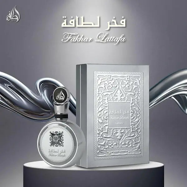 Perfume masculino árabe Fakhar Platinum Lattafa: elegância oriental, intenso e sofisticado. Compre na Bravanni com originalidade e exclusividade garantidas.