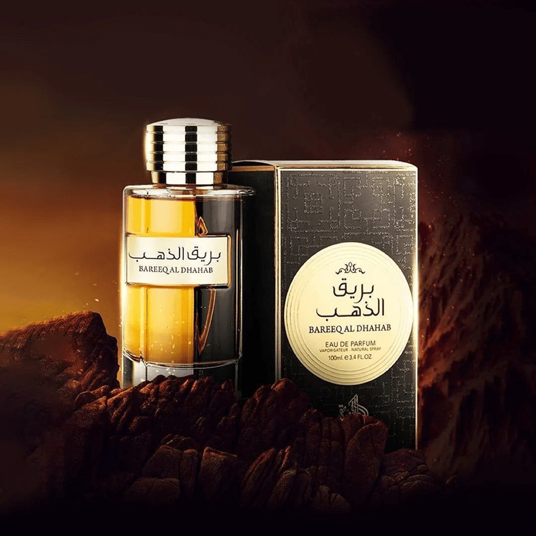 Bareeq Al Dhahab Al Wataniah é um perfume árabe masculino sofisticado, com notas amadeiradas e especiadas que transmitem força e elegância.
