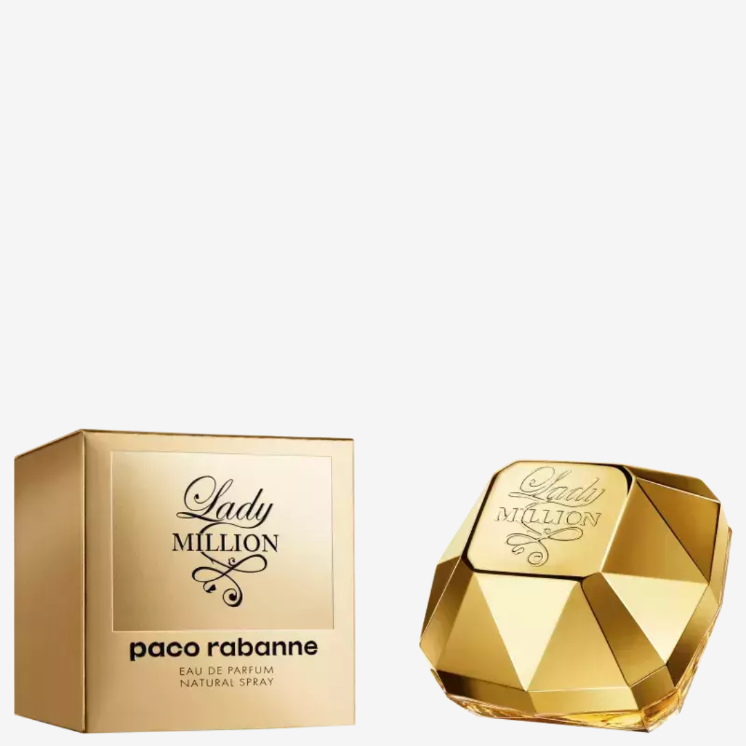 Lady Million Rabanne perfume feminino icônico, luxuoso e sedutor. Floral, frutado e ambarado, ideal para noites especiais e ocasiões marcantes.