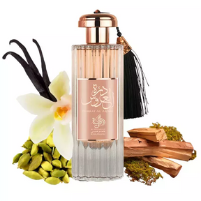 Durrat Al Aroos Al Wataniah perfume árabe feminino luxuoso, doce e floral, com fixação intensa. A fragrância perfeita para noites marcantes.