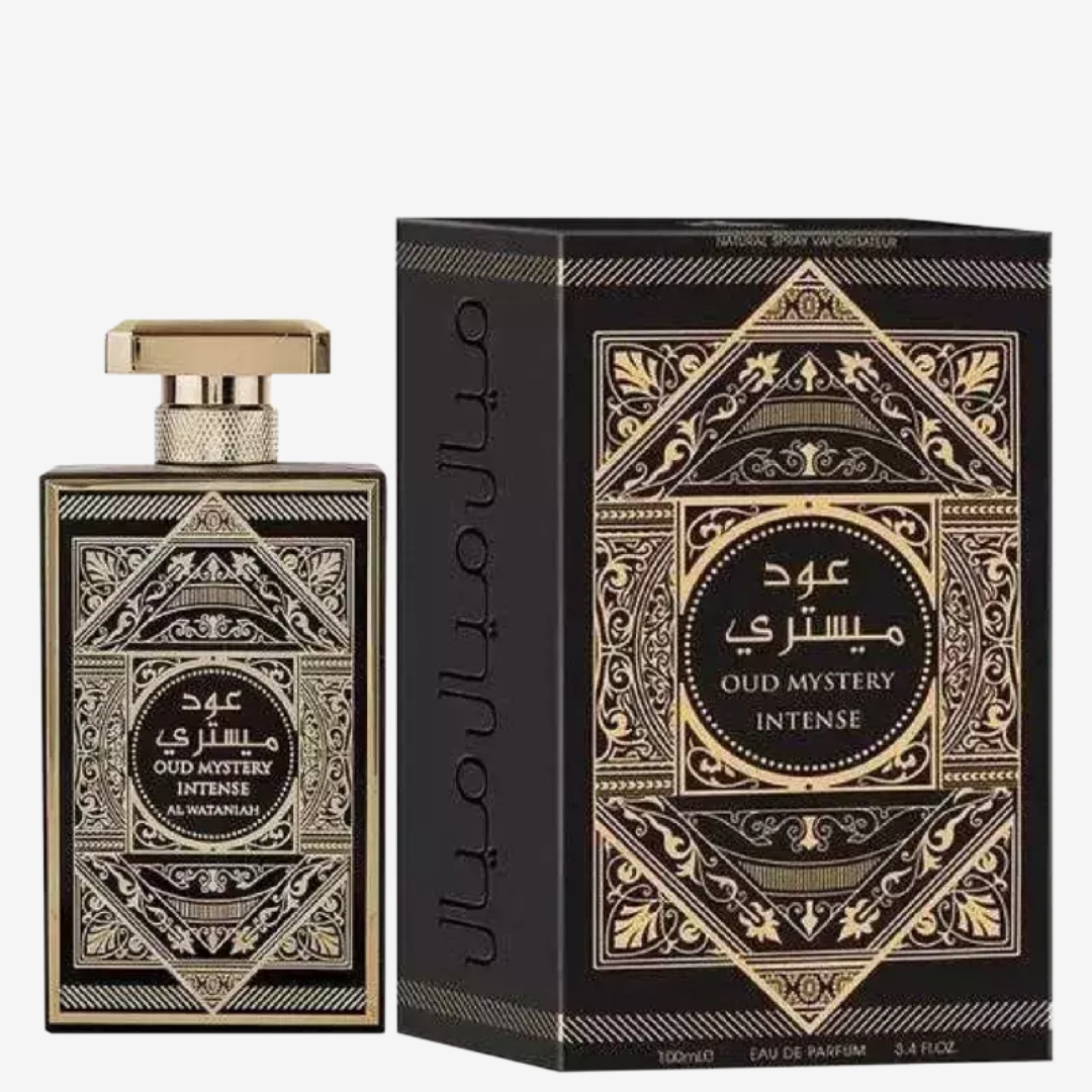 Oud Mystery Intense Al Wataniah: fragrância árabe intensa e luxuosa. Unissex, marcante e sofisticada. Exclusivo na Bravanni.